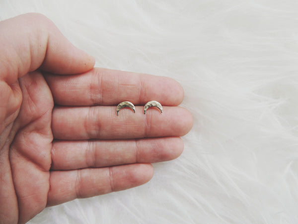 Crescent Moon Studs