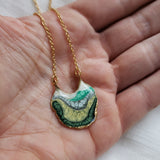 SALE- Reticulated Necklace- forest/Pearl Green/Emerald