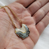 SALE- Reticulated Necklace - Onxy/Moonstone/Gold