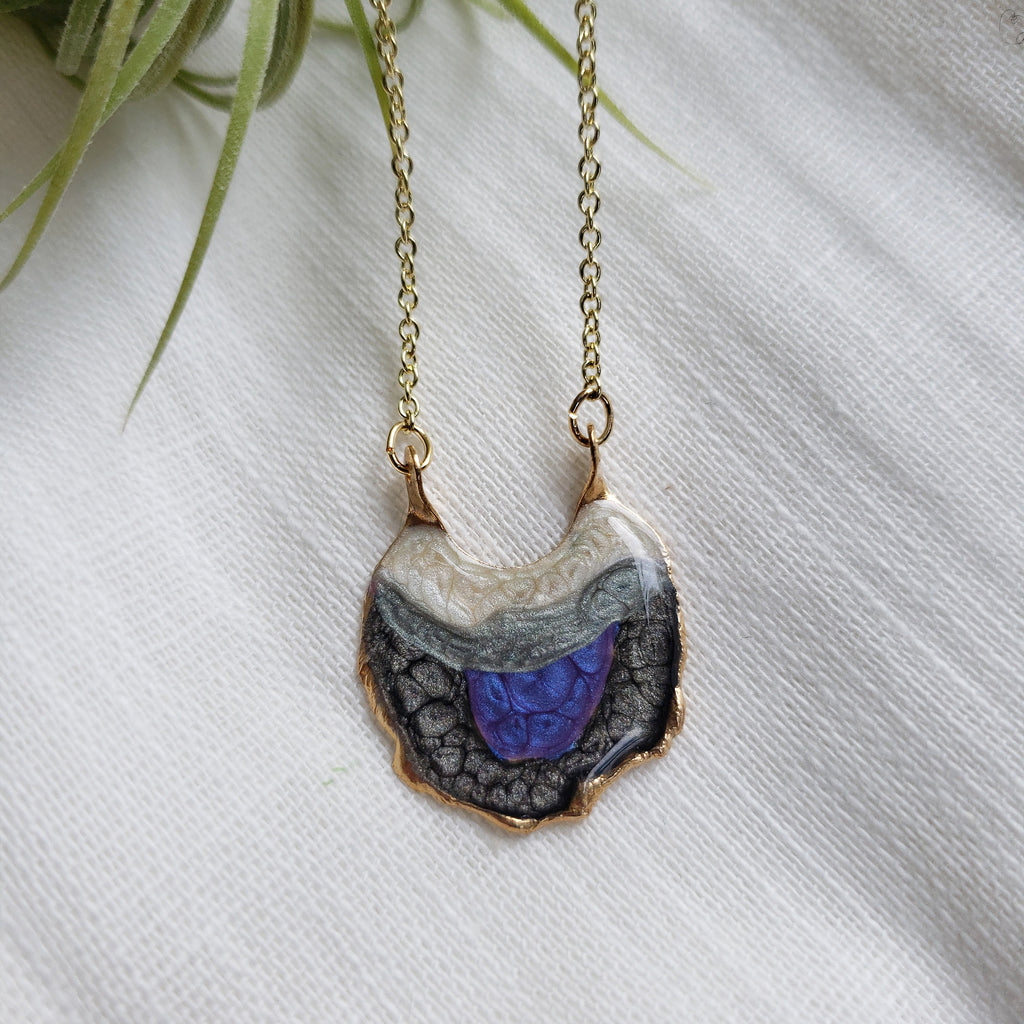 SALE- Reticulated Necklace -Onyx/Purple