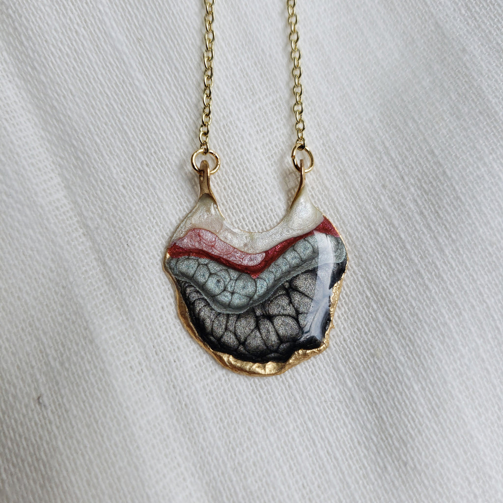 SALE- Reticulated Necklace - Onyx/Antique Pink/Victoria