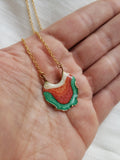 SALE- Reticulated Necklace - Emerald/Salmon