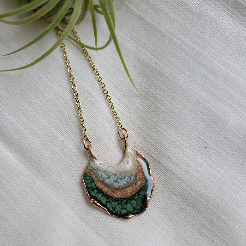 SALE- Reticulated Necklace -Forest/Cinnamon