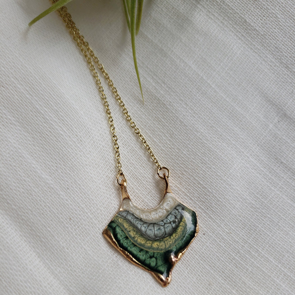 SALE- Reticulated Necklace - Forest/Pearl Green
