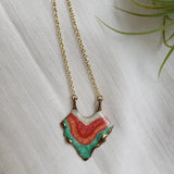 SALE- Reticulated Necklace - Emerald/Salmon
