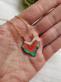 SALE- Reticulated Necklace - Emerald/Salmon
