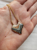 SALE- Reticulated Necklace - Onyx/Moonstone/Cinnamon