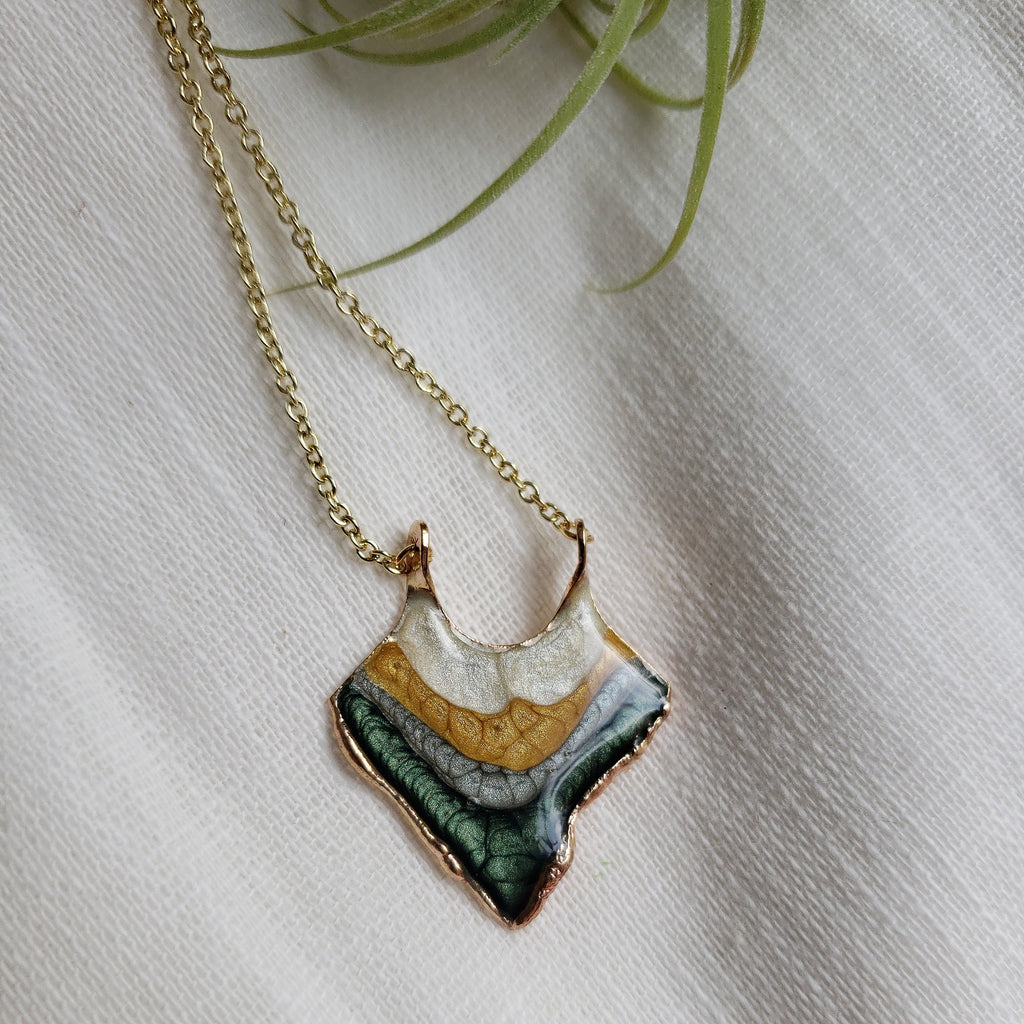 SALE- Reticulated Necklace - Forest/Honey/Moonstone