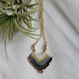 SALE- Reticulated Necklace - Onxy/Moonstone/Gold