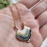 SALE- Reticulated Necklace - Onxy/Moonstone/Gold