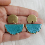 SALE-Caribbean Blue Fan Stud Statement Earring