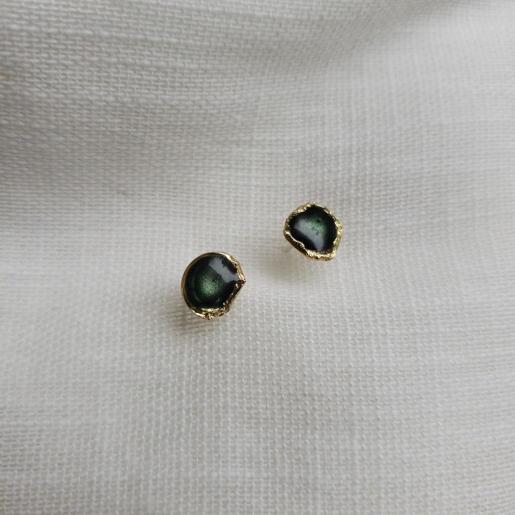 Reticulated Enamel Studs - Forest