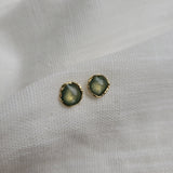 Reticulated Enamel Studs - Pearl Green