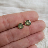 Reticulated Enamel Studs - Pearl Green