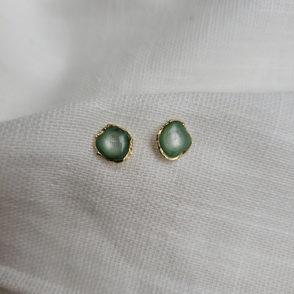 Reticulated Enamel Studs - Mint