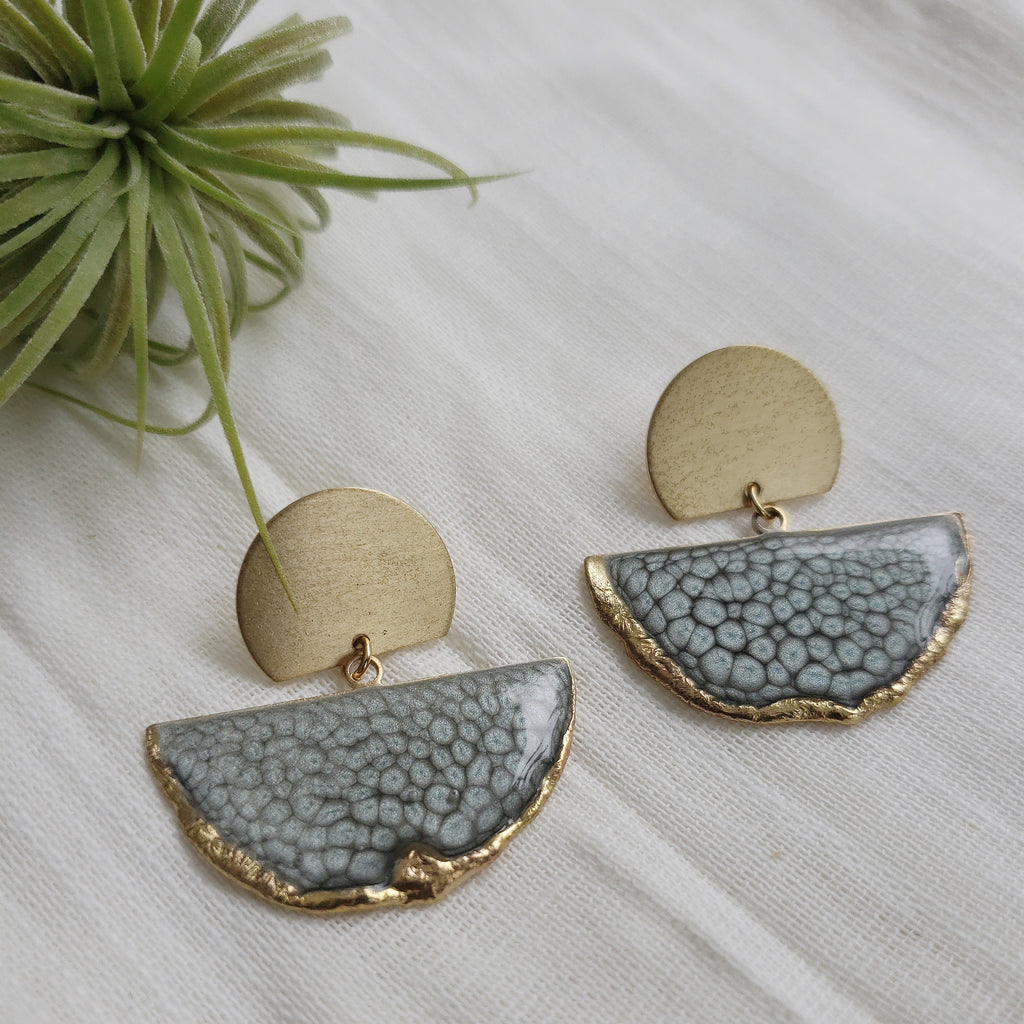 SALE-Moonstone Fan Stud Statement Earring