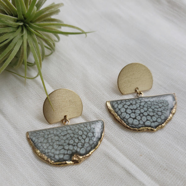 SALE-Moonstone Fan Stud Statement Earring
