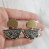 SALE-Onyx Fan Stud Statement Earring