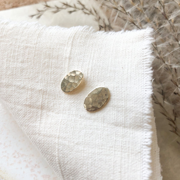 Hammered Oval Studs with Sterling Posts