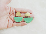 SALE-Emerald Fan Stud Statement Earring