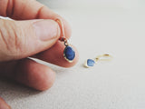 SALE-Reticulated Leaf Drop Earrings-Sapphire