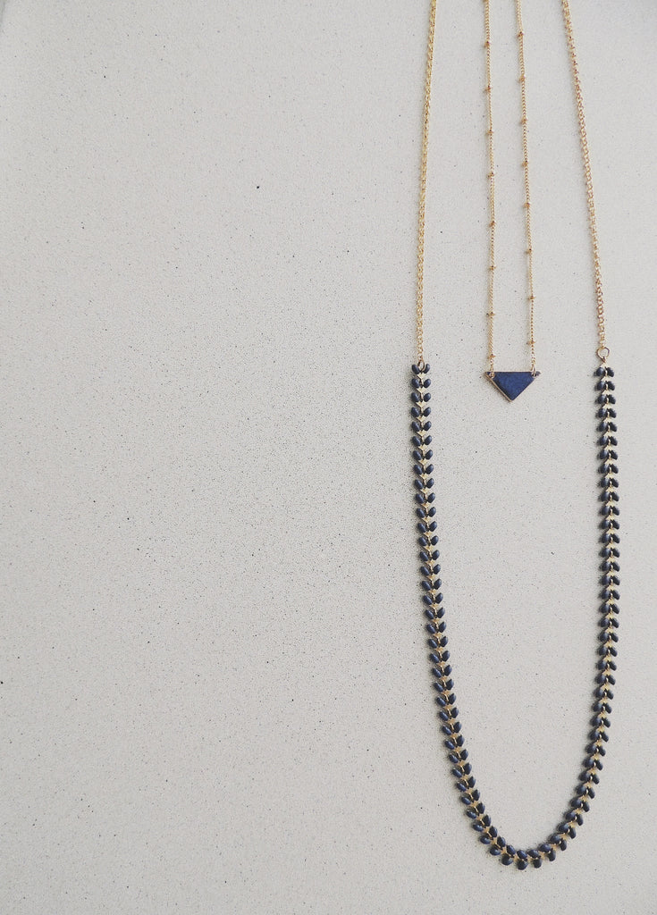 Long Fishbone Multifunctional Necklace-Sapphire