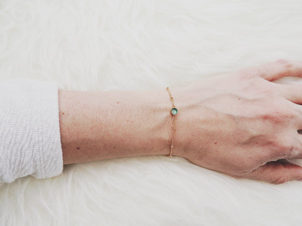 SALE- Enamel Dot Bracelet-Mint