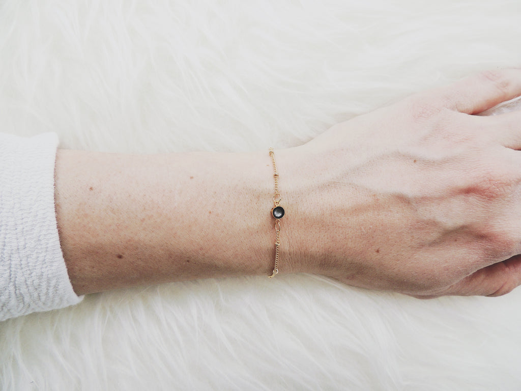 SALE- Enamel Dot Bracelet-Onyx